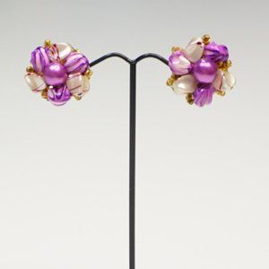 2/$30 - Vintage Purple Beaded Clip-On Earrings
